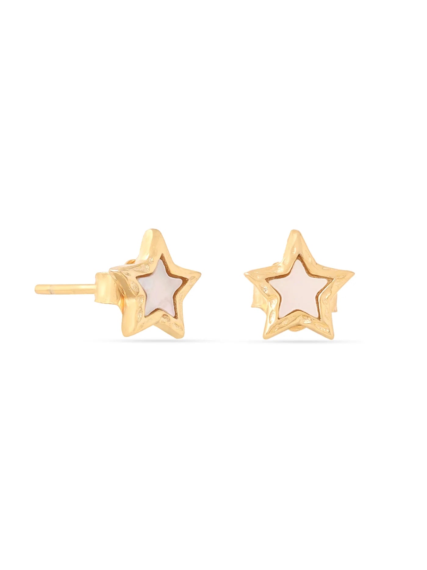 SYRA 24K GOLD STAR-SHAPED MOTHER OF PEARL 925 STERLING SILVER STUD EARRINGS FOR WOMEN