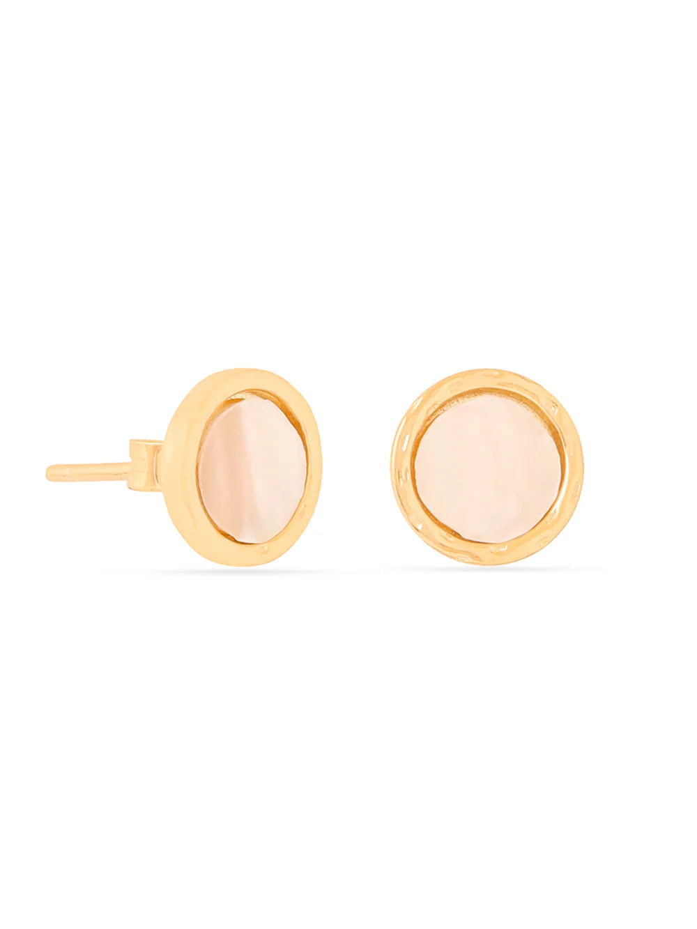 Syra 24k Gold Round Mother of Pearl 925 Sterling Silver Stud Earrings For Women