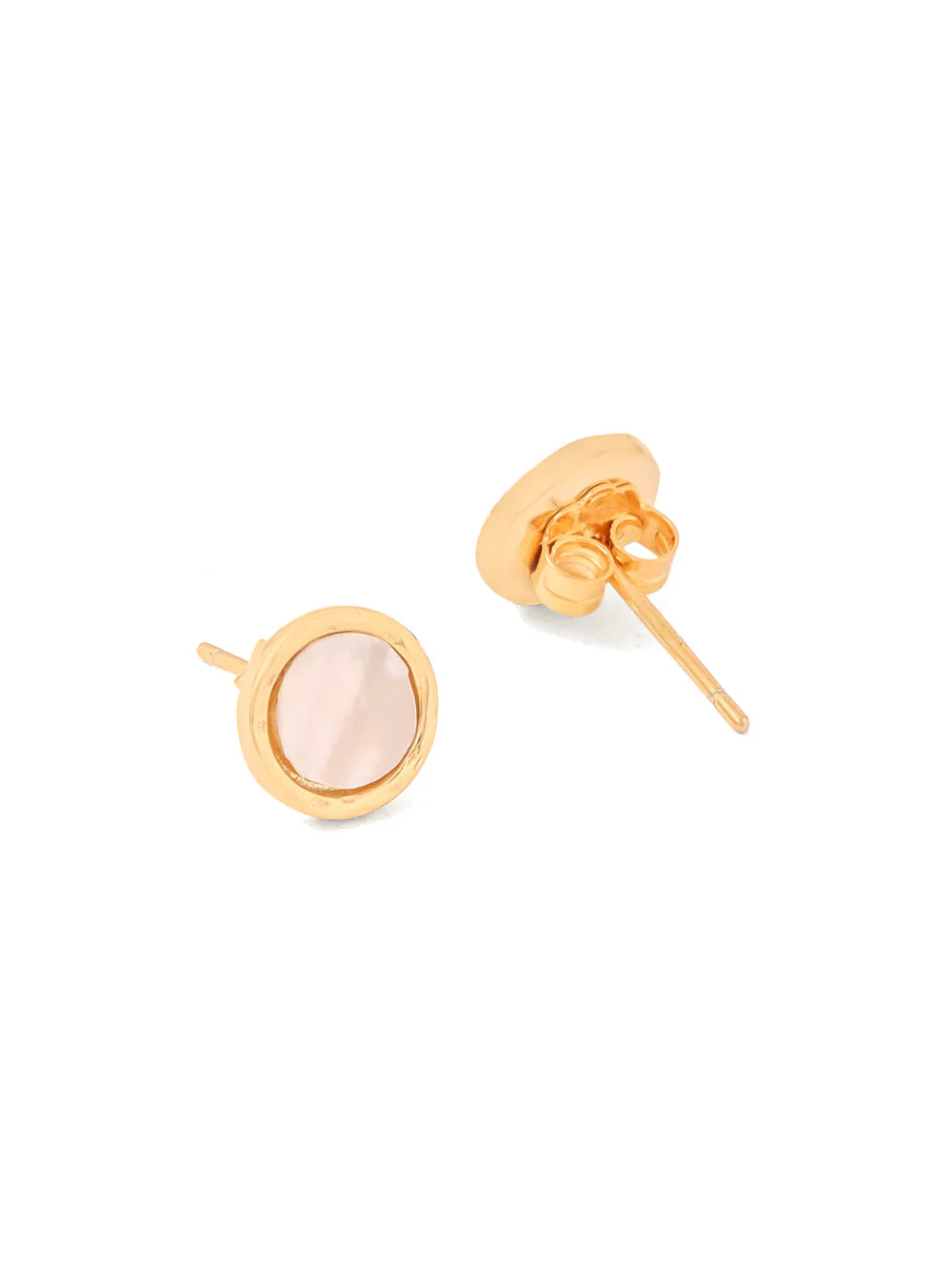 Syra 24k Gold Round Mother of Pearl 925 Sterling Silver Stud Earrings For Women