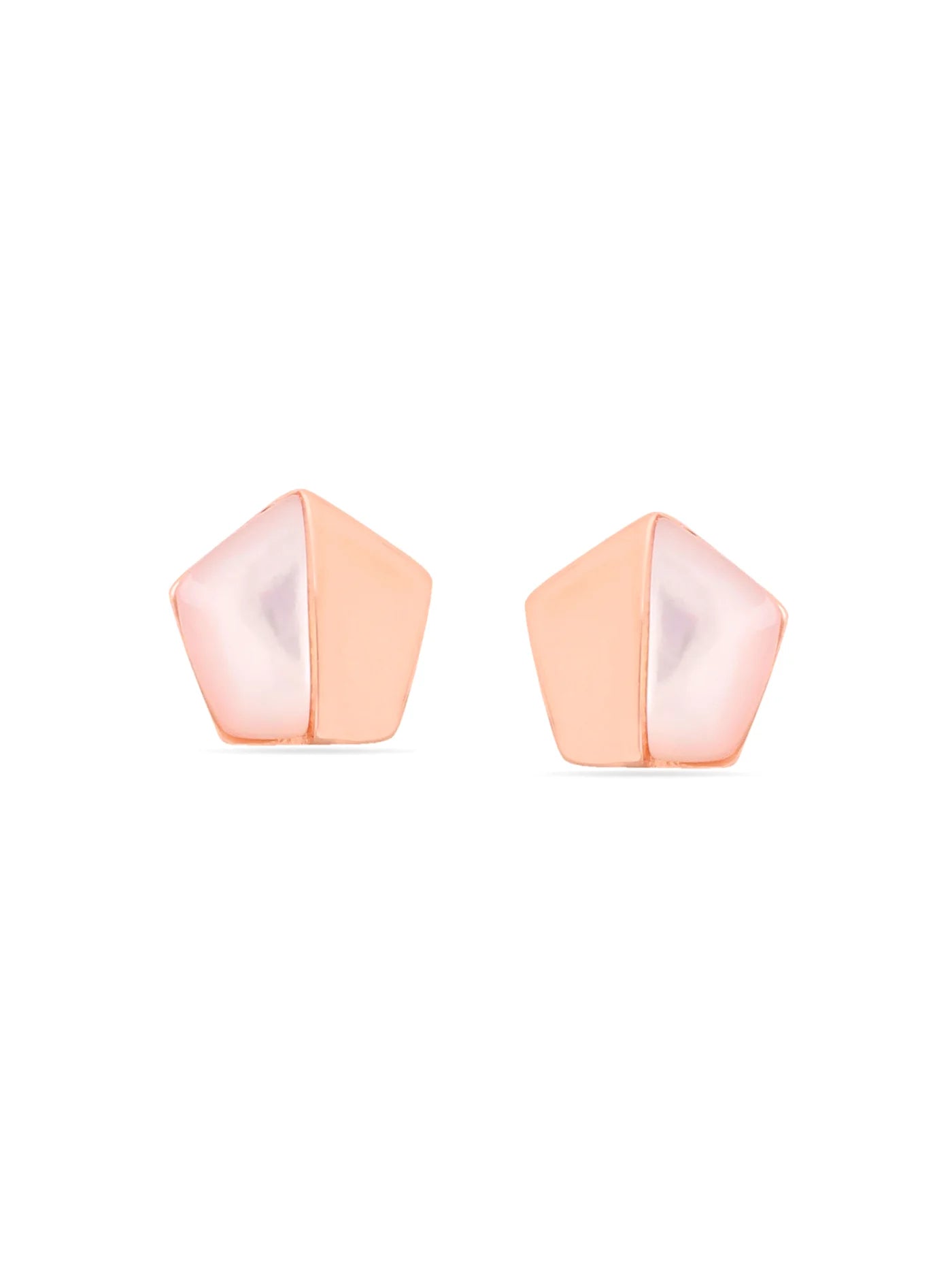SYRA ROSE GOLD PENTAGON MOTHER OF PEARL 925 STERLING SILVER STUD EARRINGS FOR WOMEN