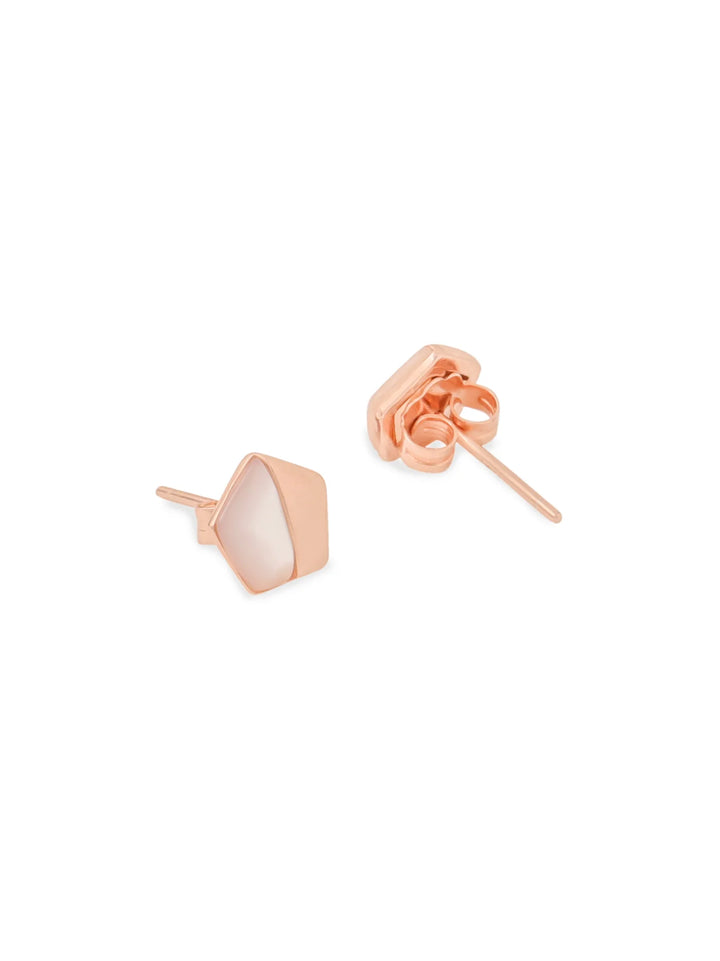 SYRA ROSE GOLD PENTAGON MOTHER OF PEARL 925 STERLING SILVER STUD EARRINGS FOR WOMEN