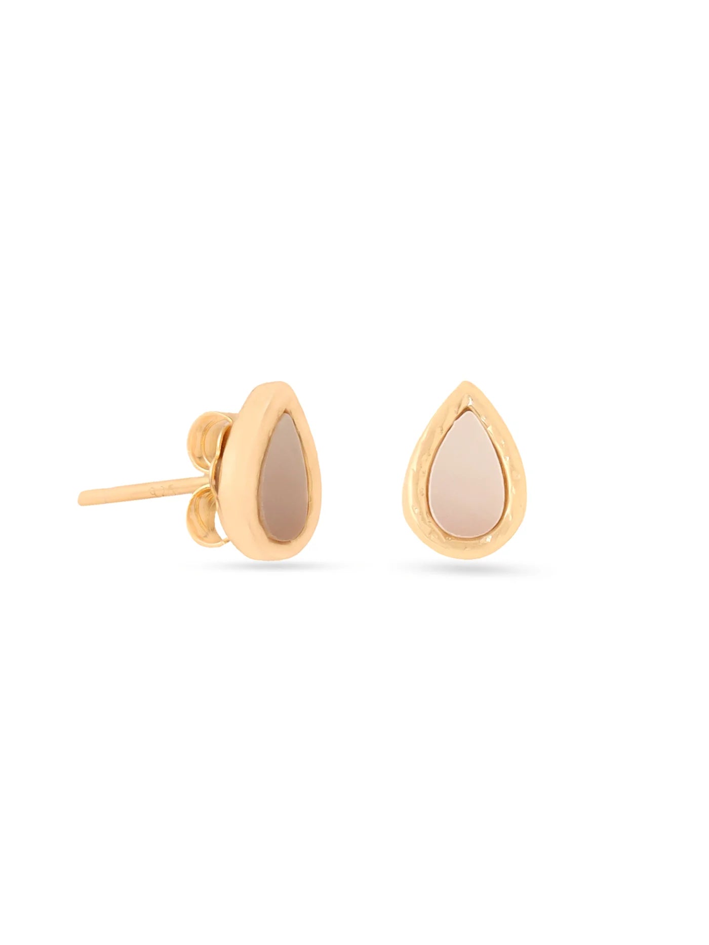 SYRA 24K GOLD PEAR-SHAPED 925 STERLING SILVER MOTHER OF PEARL STUD EARRINGS FOR WOMEN