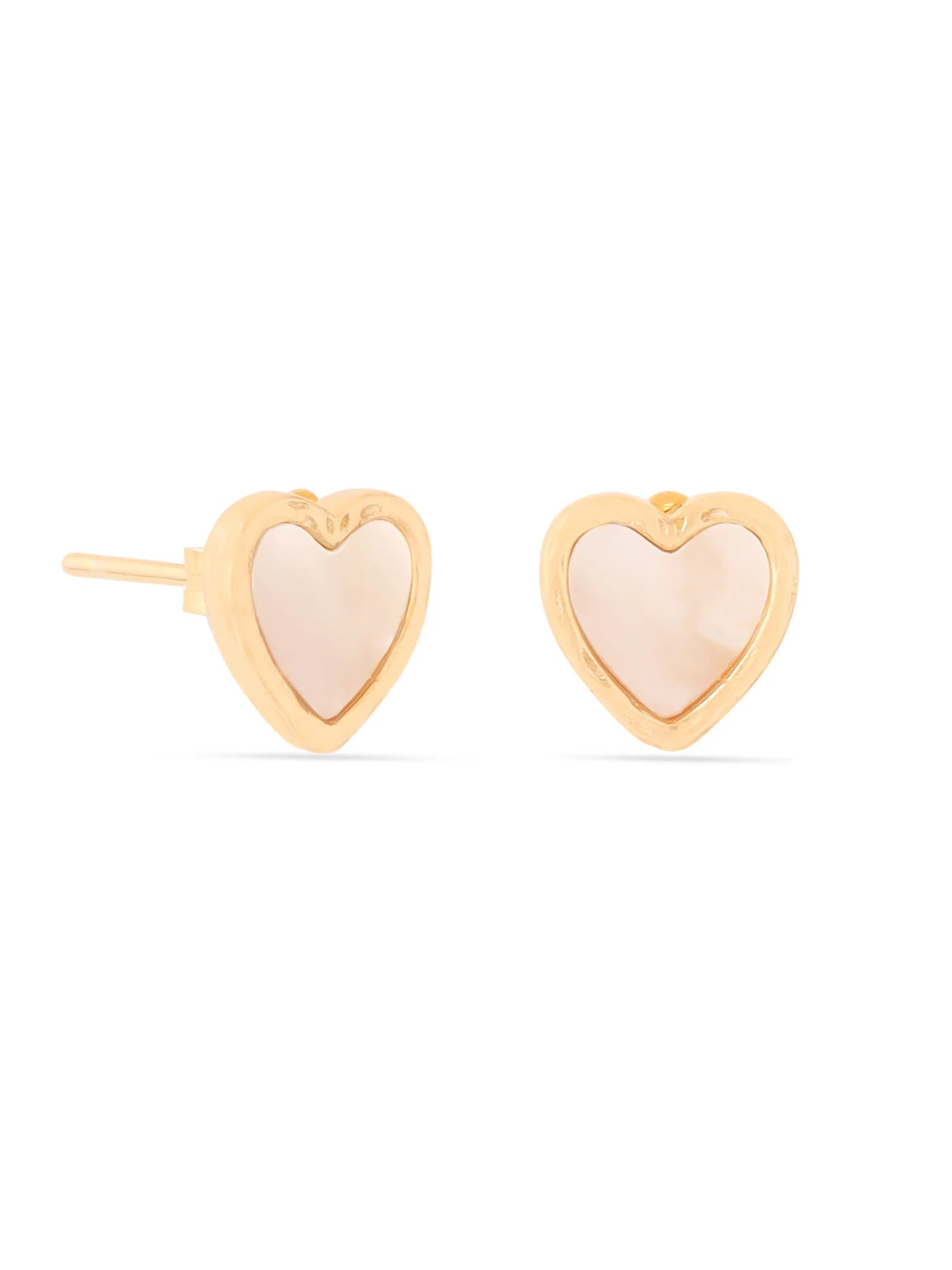 SYRA 24K GOLD HEART-SHAPED MOTHER OF PEARL 925 STERLING SILVER STUD EARRINGS FOR WOMEN