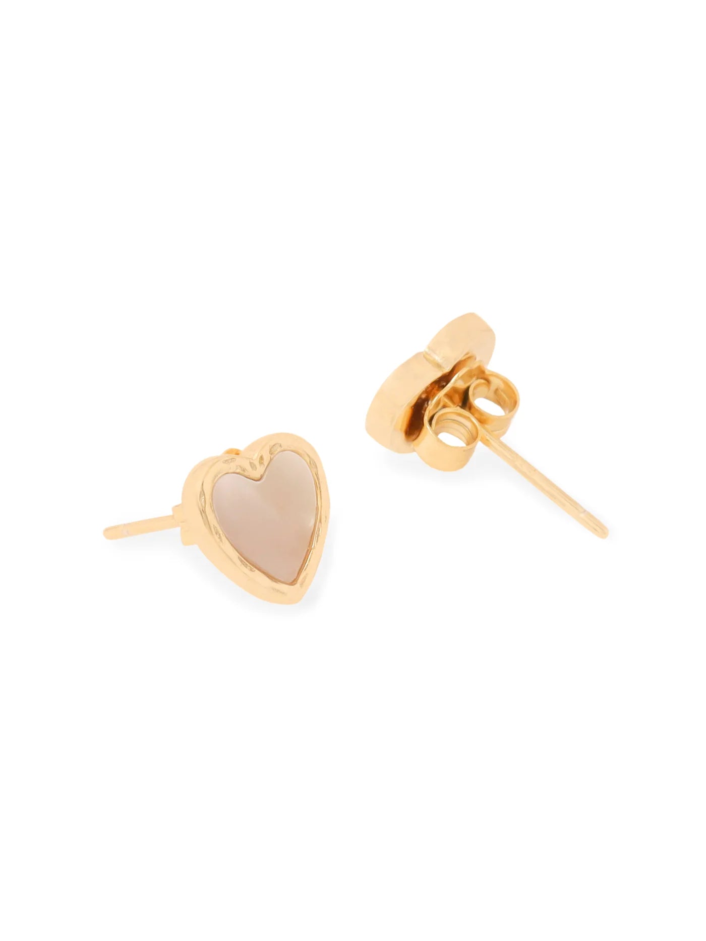 SYRA 24K GOLD HEART-SHAPED MOTHER OF PEARL 925 STERLING SILVER STUD EARRINGS FOR WOMEN