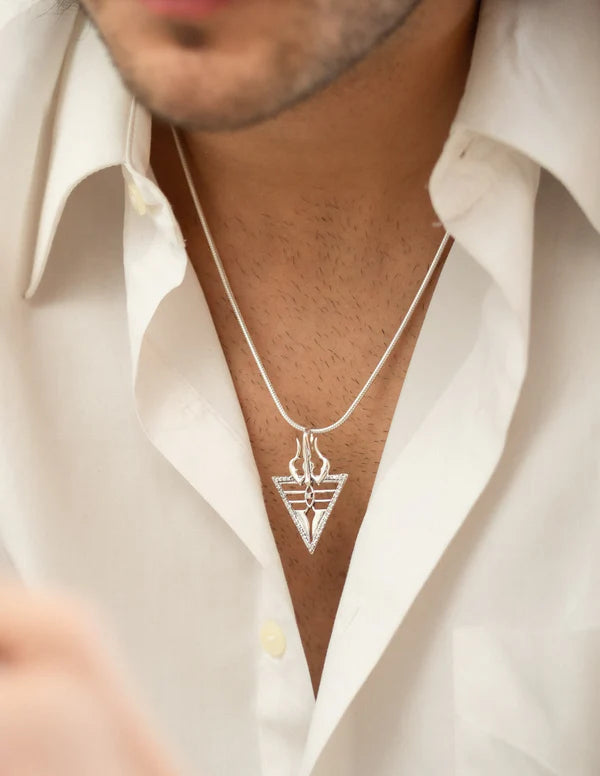 Lord Shiva-Inspired Pendant Oxidized 925 Silver Pendant with Moissanite For Men