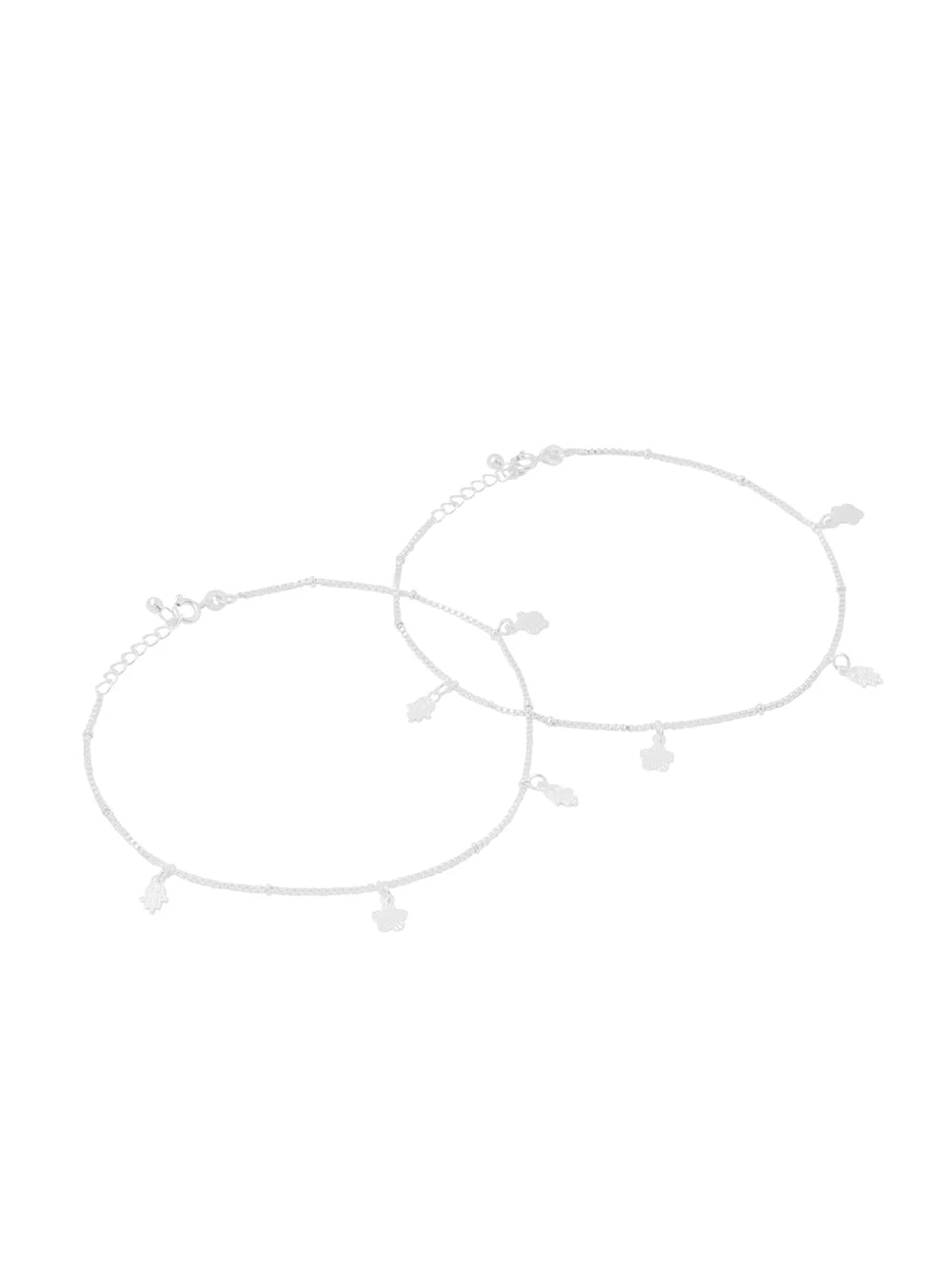 Floral and Humsa Charm Anklet