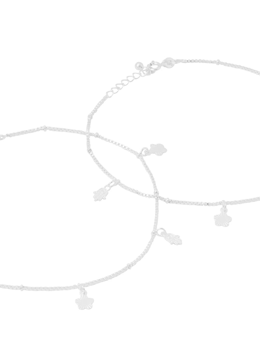 Floral and Humsa Charm Anklet