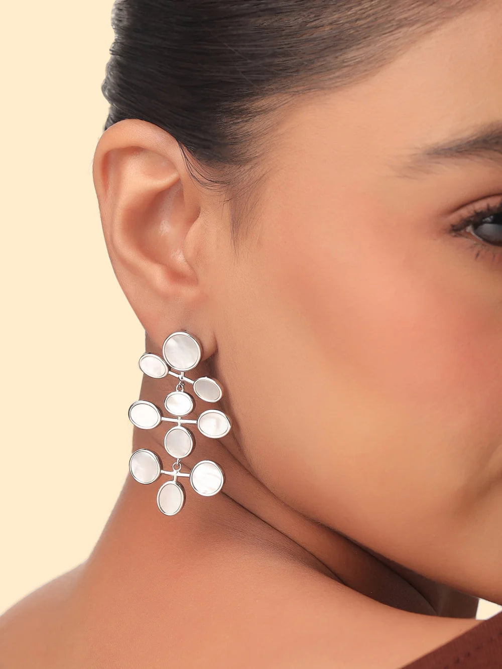 Syra Rhodium Italian Pearl Earrings in 925 Sterling Silver For Women