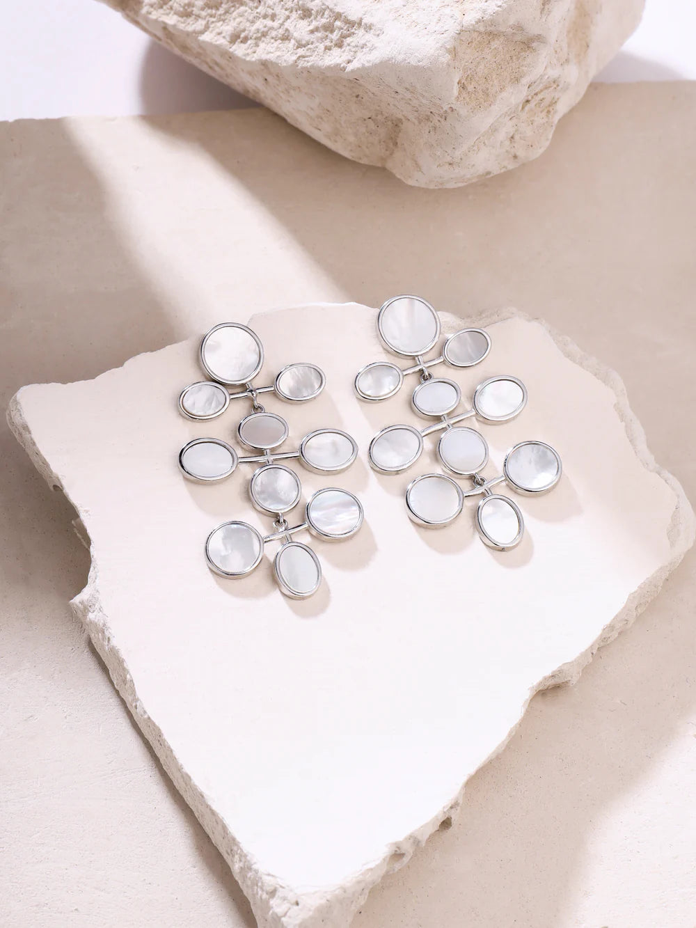 Syra Rhodium Italian Pearl Earrings in 925 Sterling Silver For Women