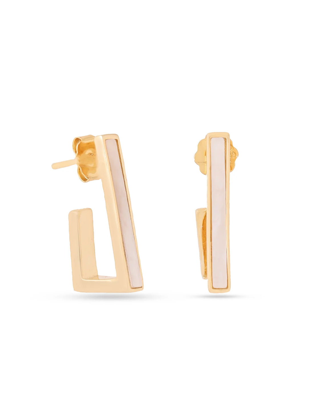 SYRA MOTHER OF PEARL 925 STERLING SILVER HOOP EARRINGS FOR WOMEN