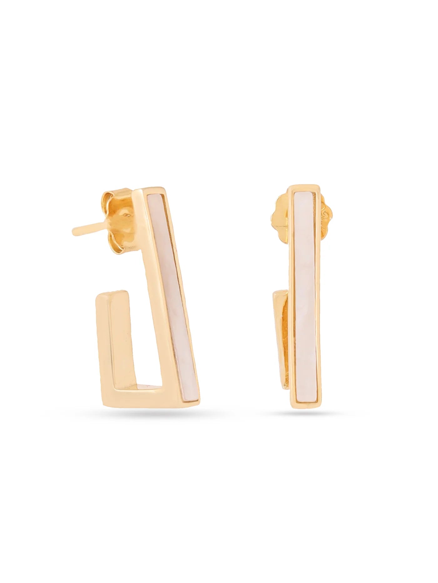 SYRA MOTHER OF PEARL 925 STERLING SILVER HOOP EARRINGS FOR WOMEN