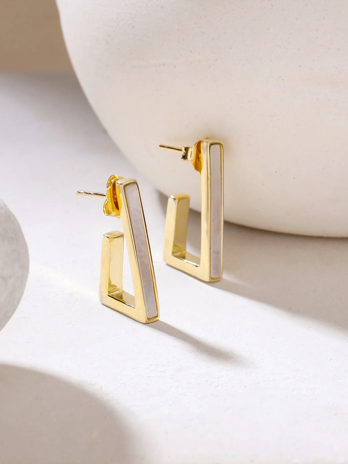 SYRA MOTHER OF PEARL 925 STERLING SILVER HOOP EARRINGS FOR WOMEN