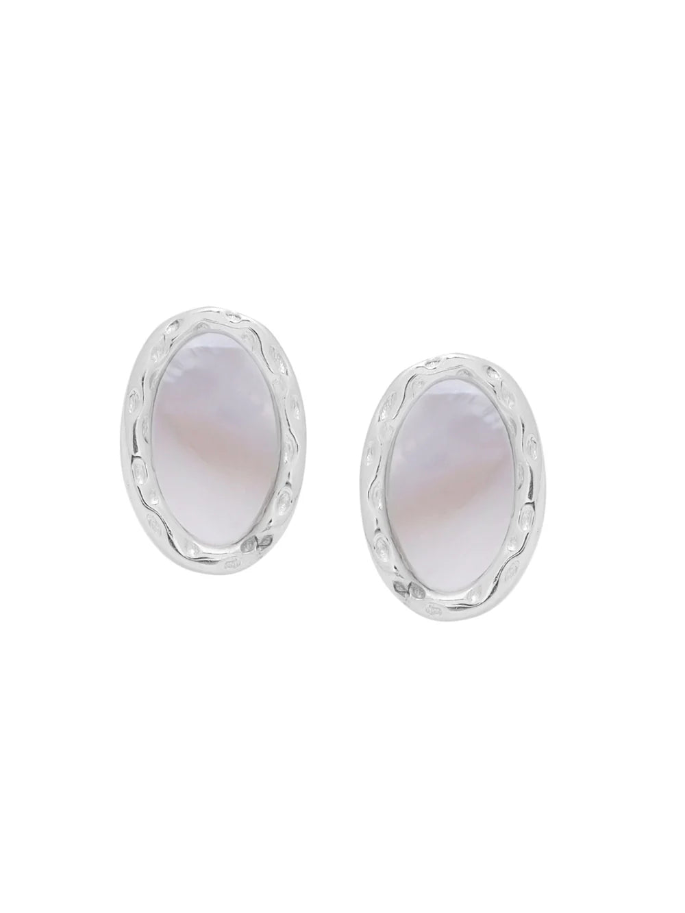 Textured Oval Mother Of Pearl Earrings
