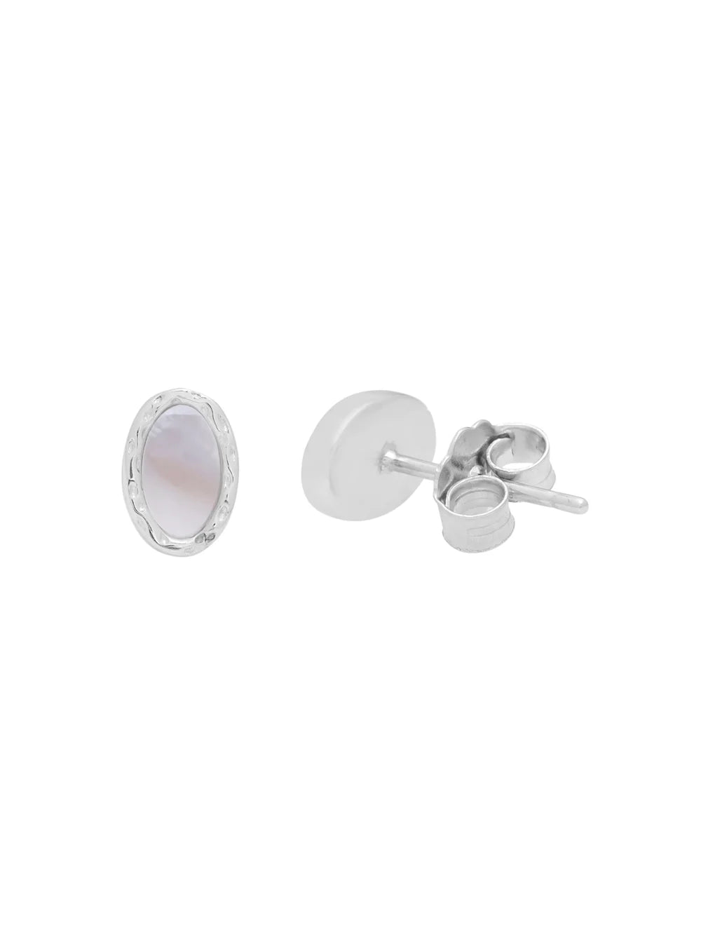 Textured Oval Mother Of Pearl Earrings