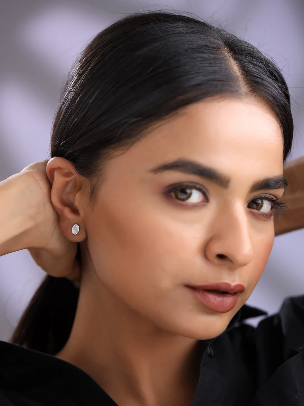 Textured Oval Mother Of Pearl Earrings