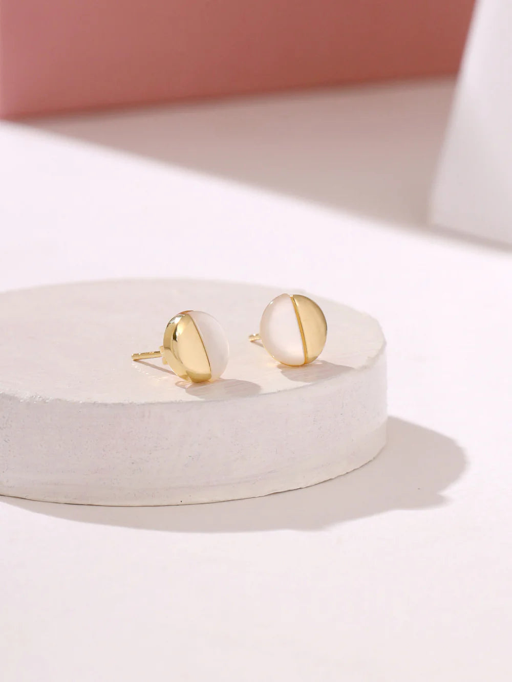 Half Circle Mother Of Pearl Earrings