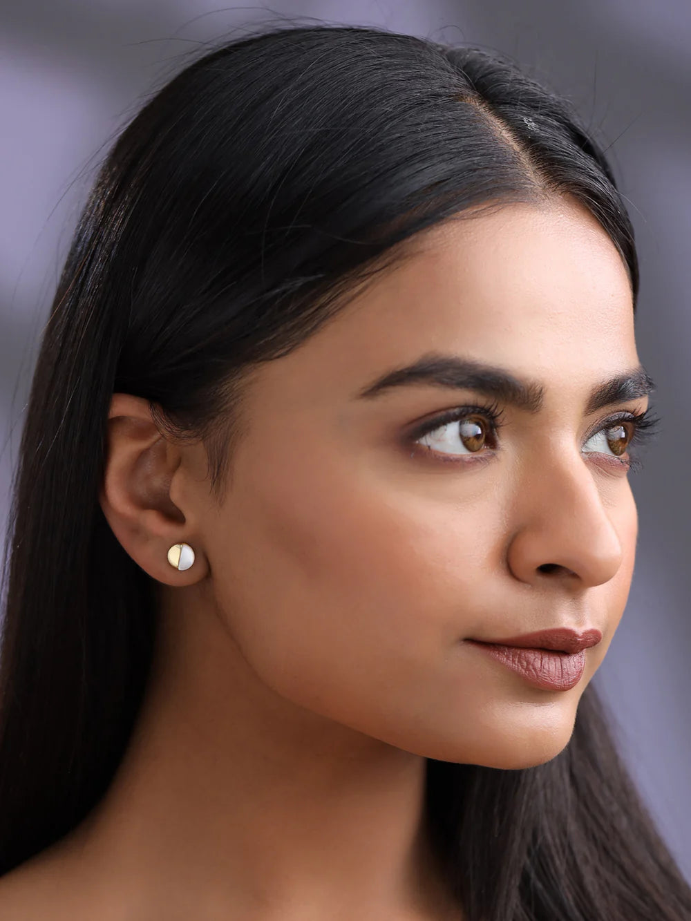 Half Circle Mother Of Pearl Earrings