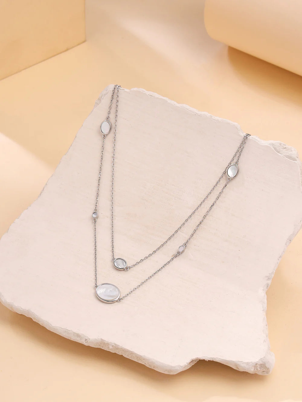 Oval Mother of Pearl Layered Necklace