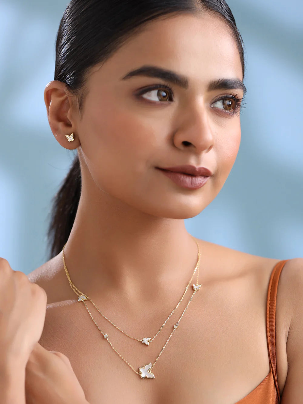 Butterfly Mother of Pearl Necklace Set