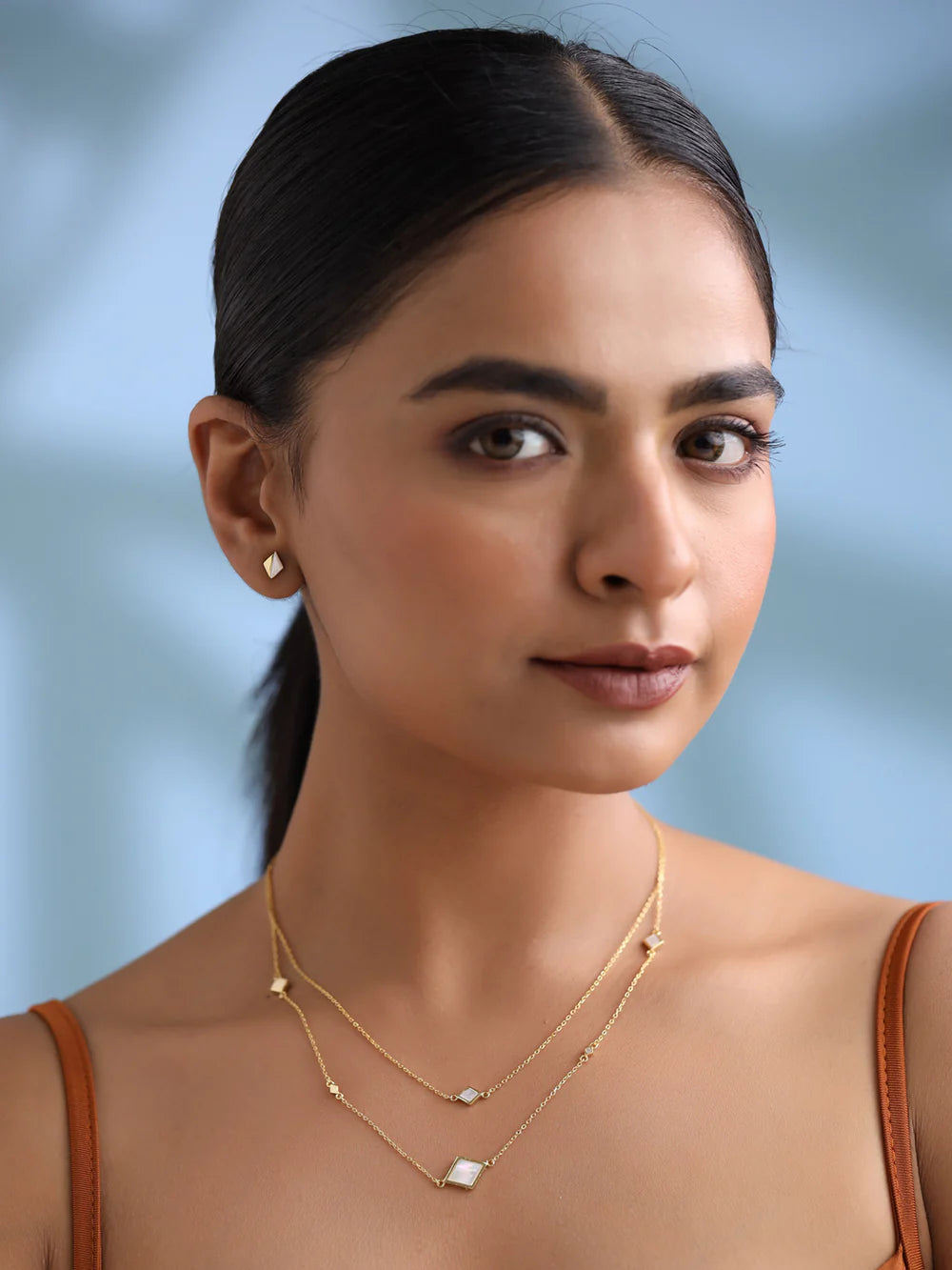 Diamond Shaped Mother of Pearl Necklace Set