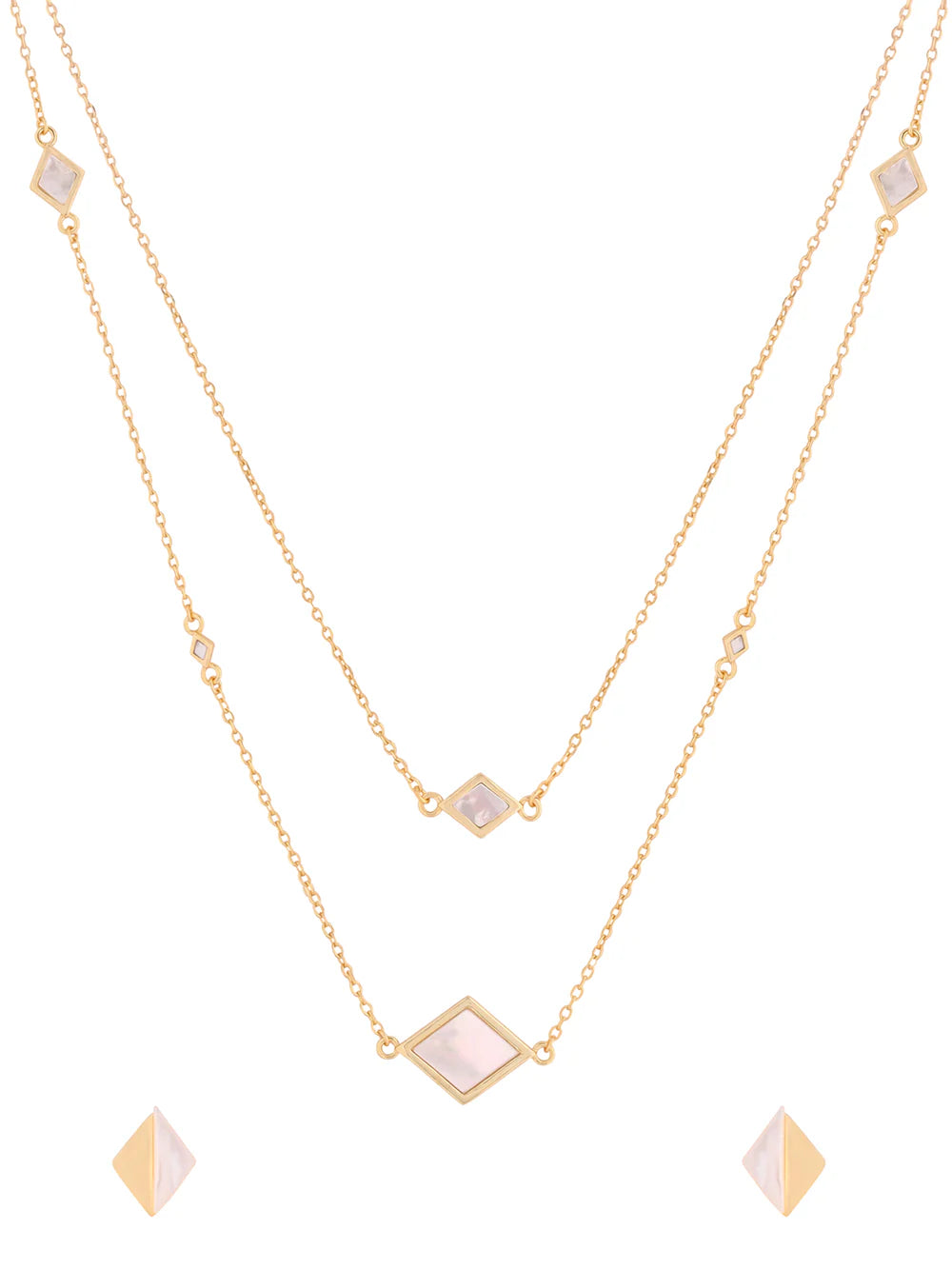 Diamond Shaped Mother of Pearl Necklace Set