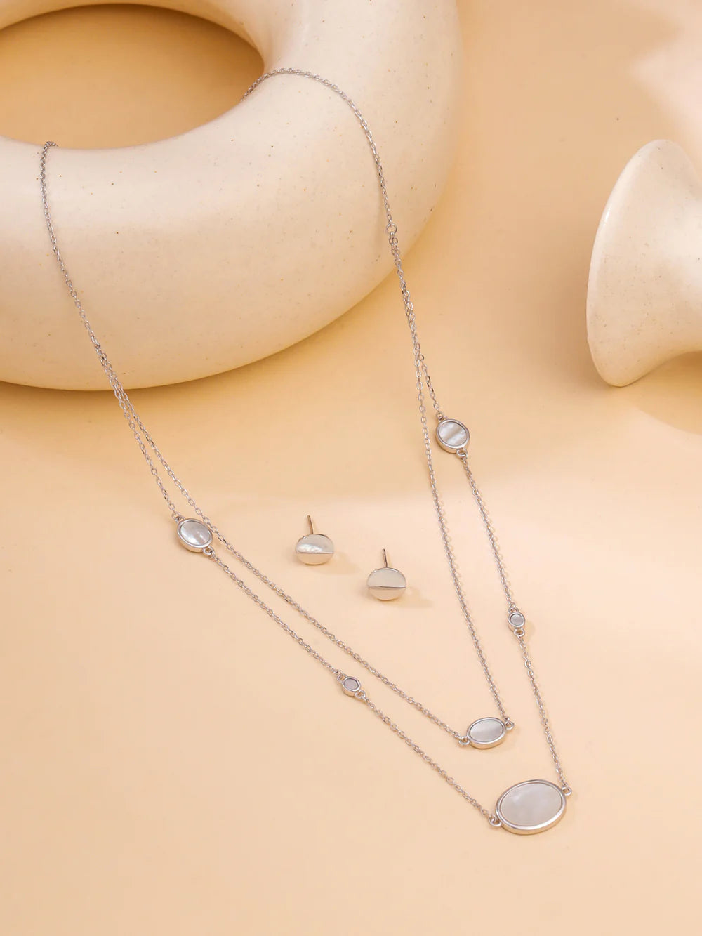 Oval Mother of Pearl Necklace Set