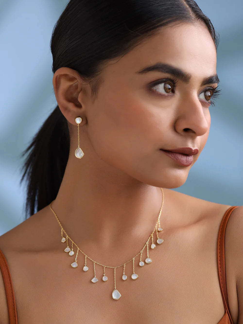 Mother of Pearl Drop Necklace Set