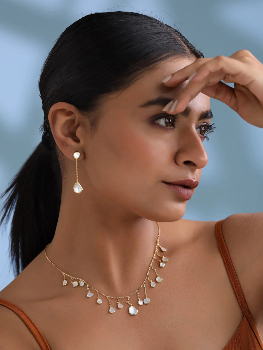 Mother of Pearl Drop Necklace Set