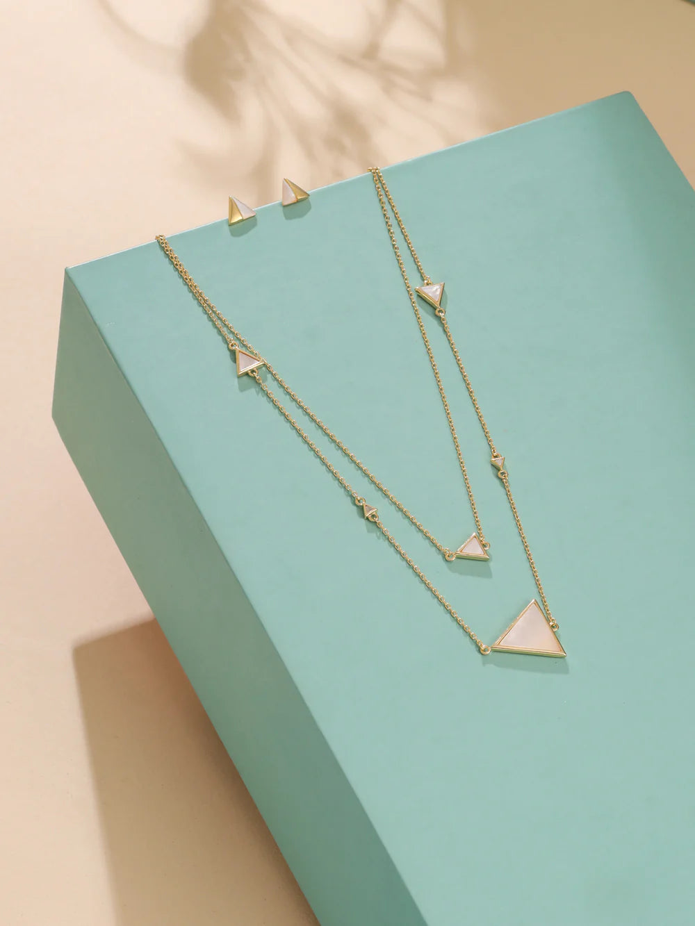 Triangle Mother of Pearl Necklace Set