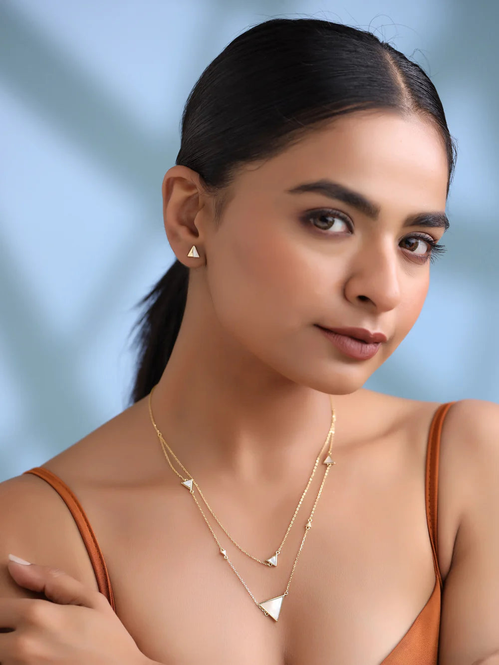 Triangle Mother of Pearl Necklace Set