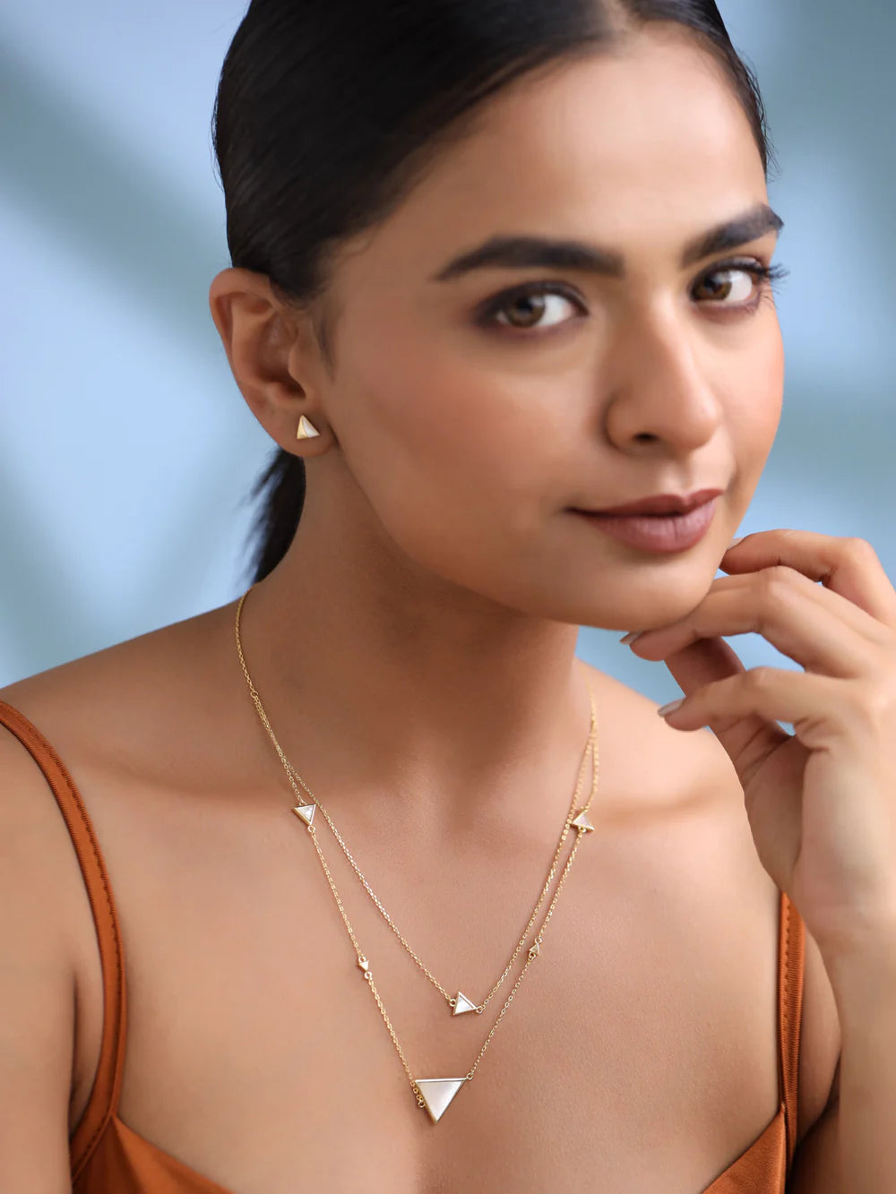 Triangle Mother of Pearl Necklace Set