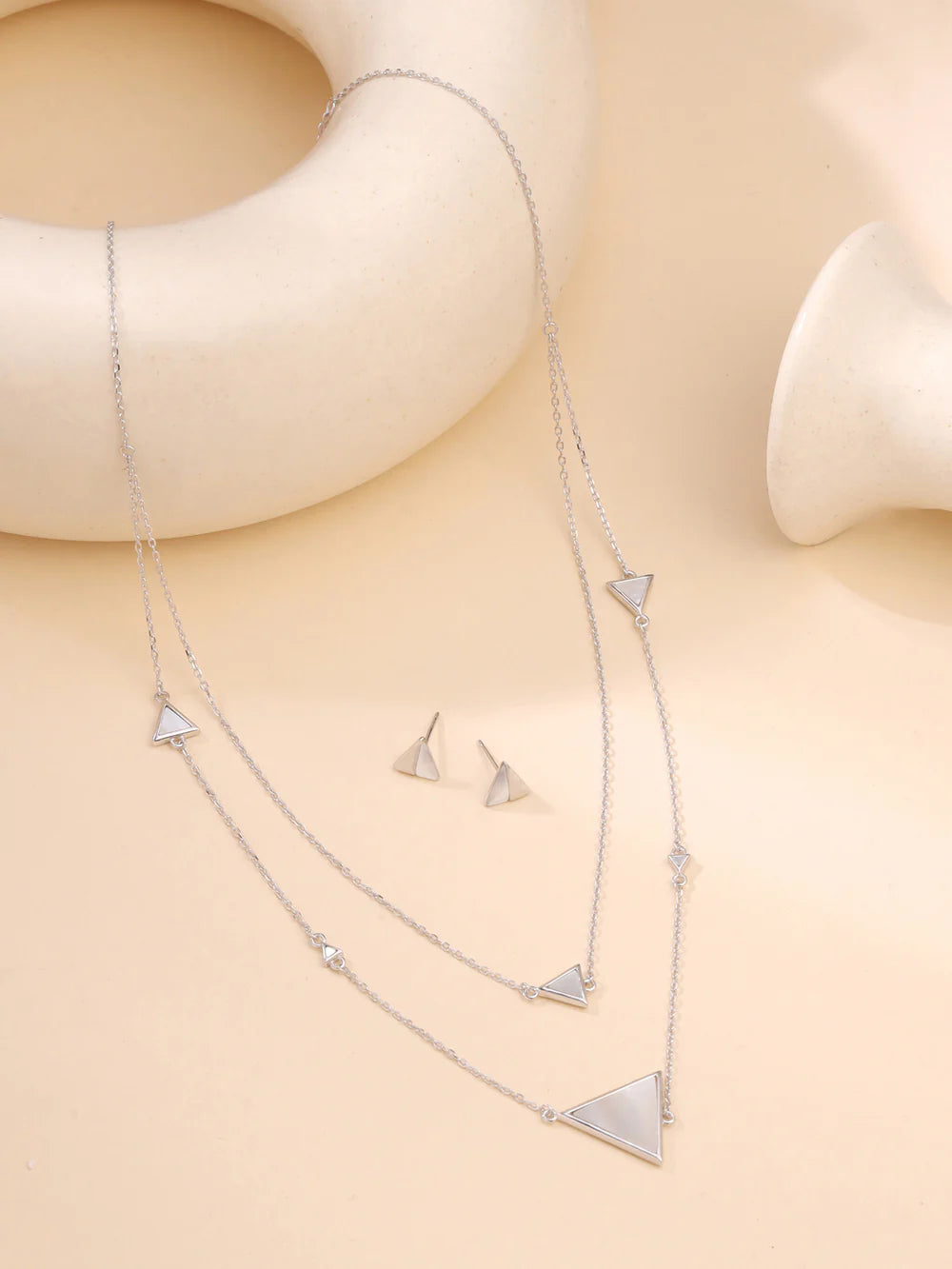 Triangle Mother of Pearl Necklace Set