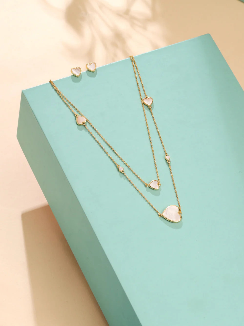 Heart Mother of Pearl Necklace Set