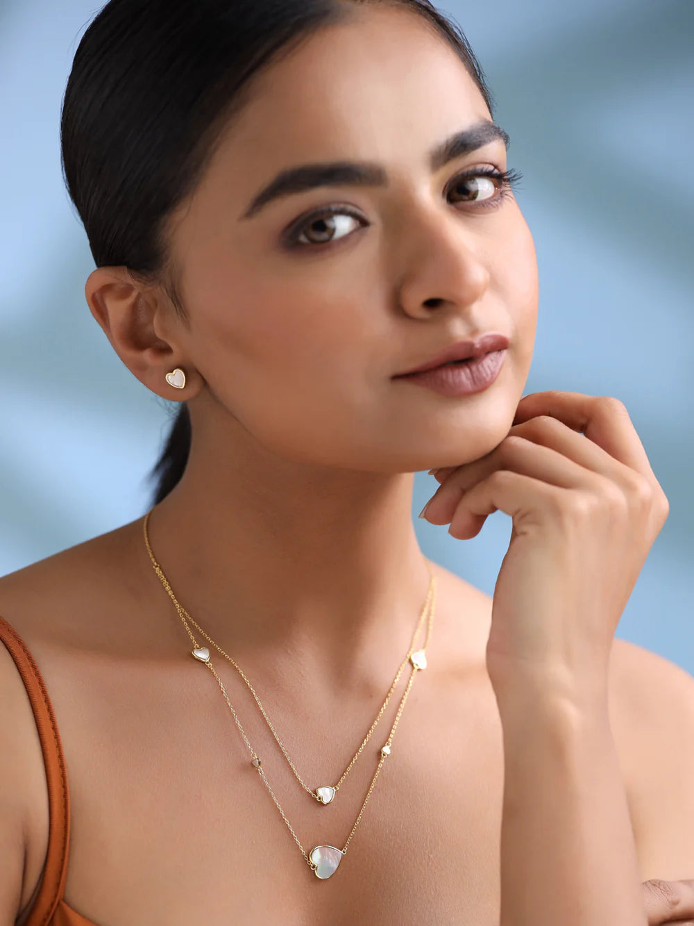 Heart Mother of Pearl Necklace Set