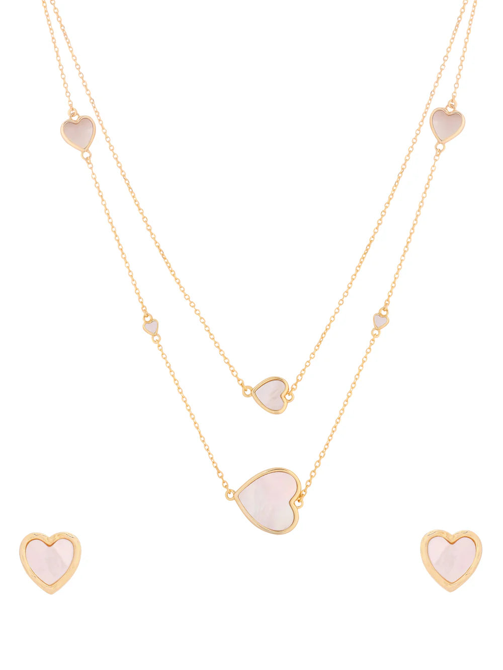 Heart Mother of Pearl Necklace Set