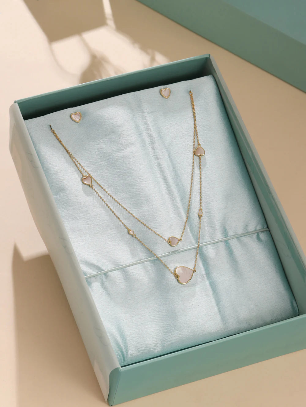 Heart Mother of Pearl Necklace Set