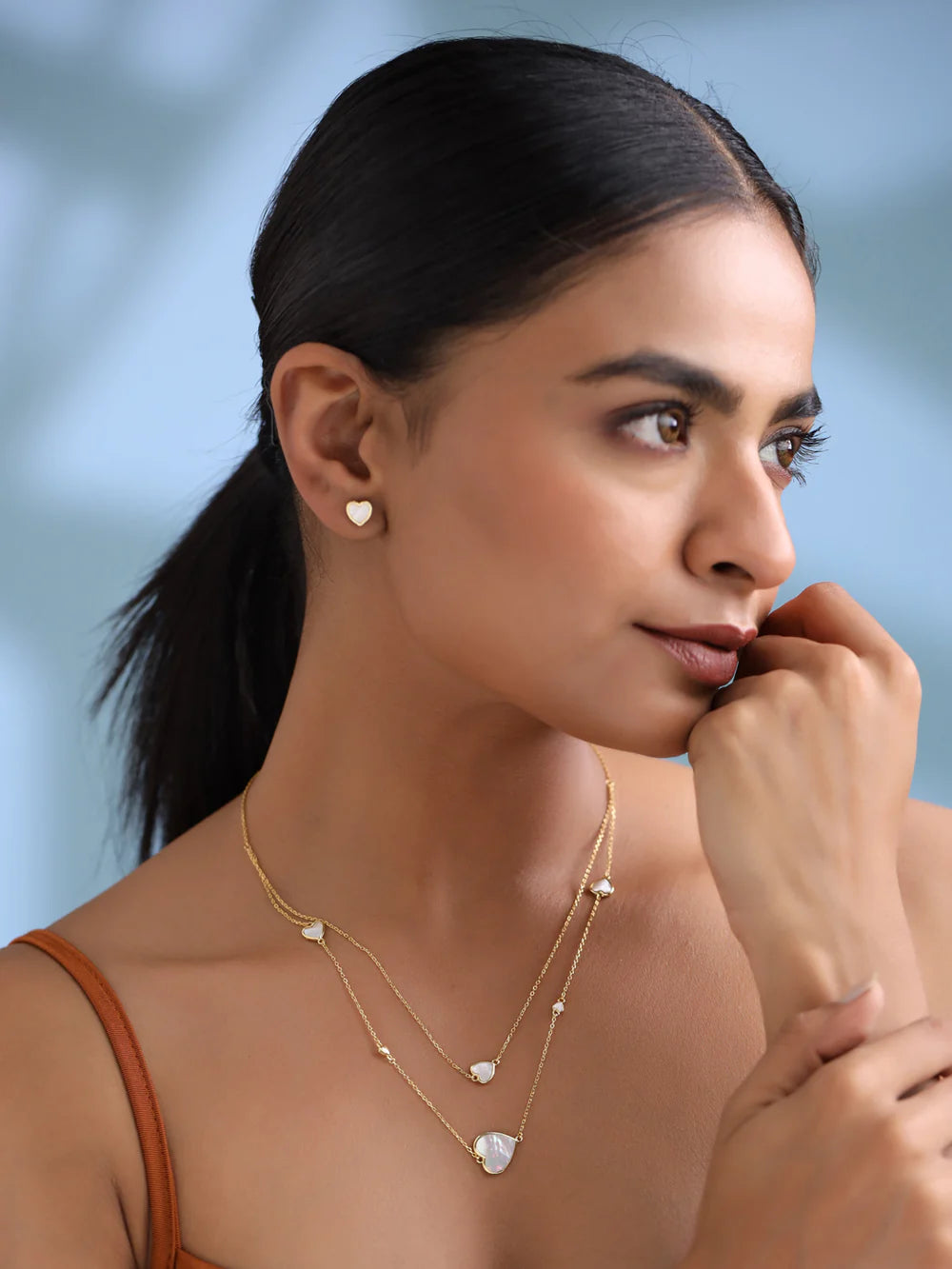 Heart Mother of Pearl Necklace Set