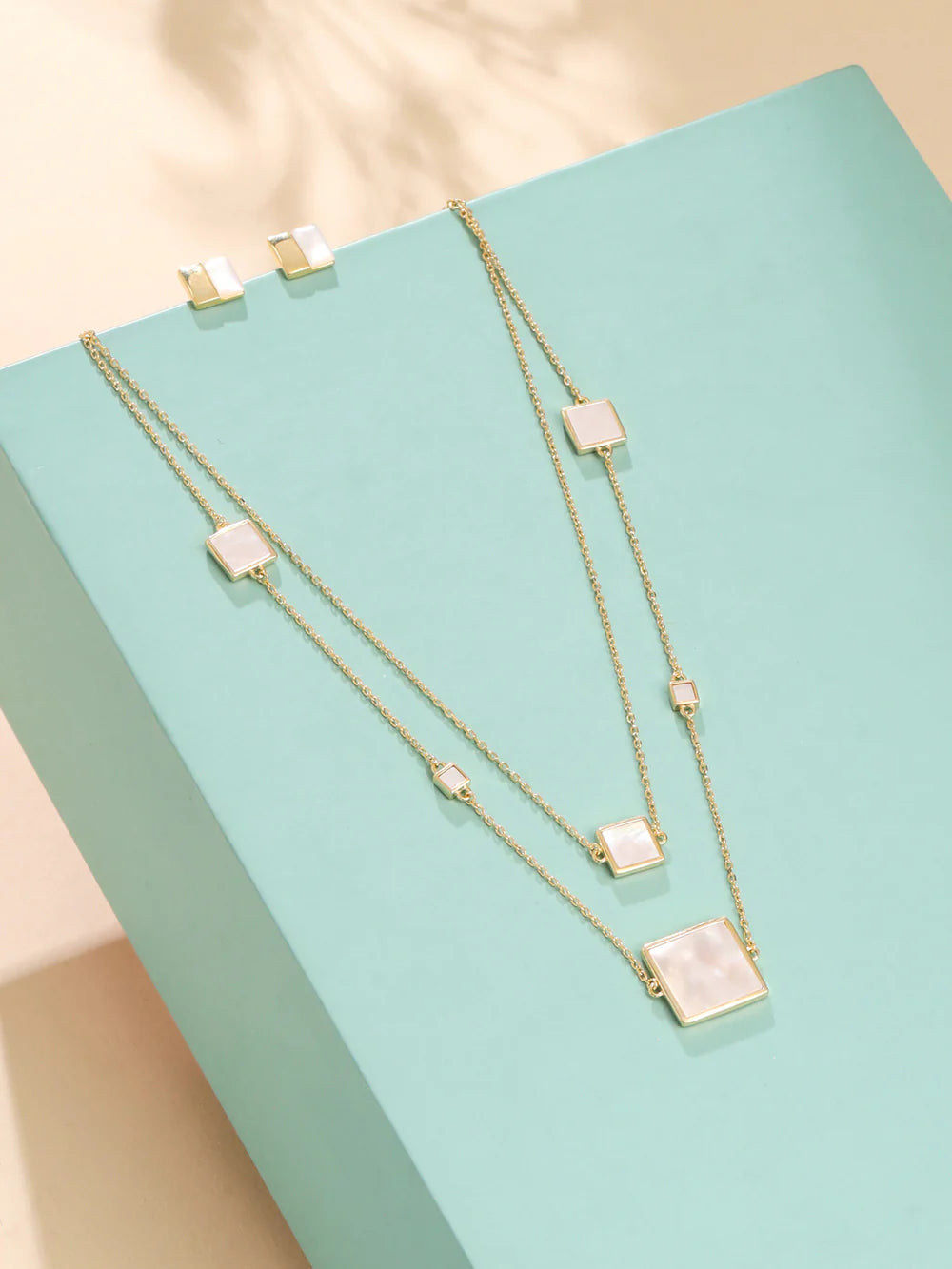 Square Mother of Pearl Necklace Set