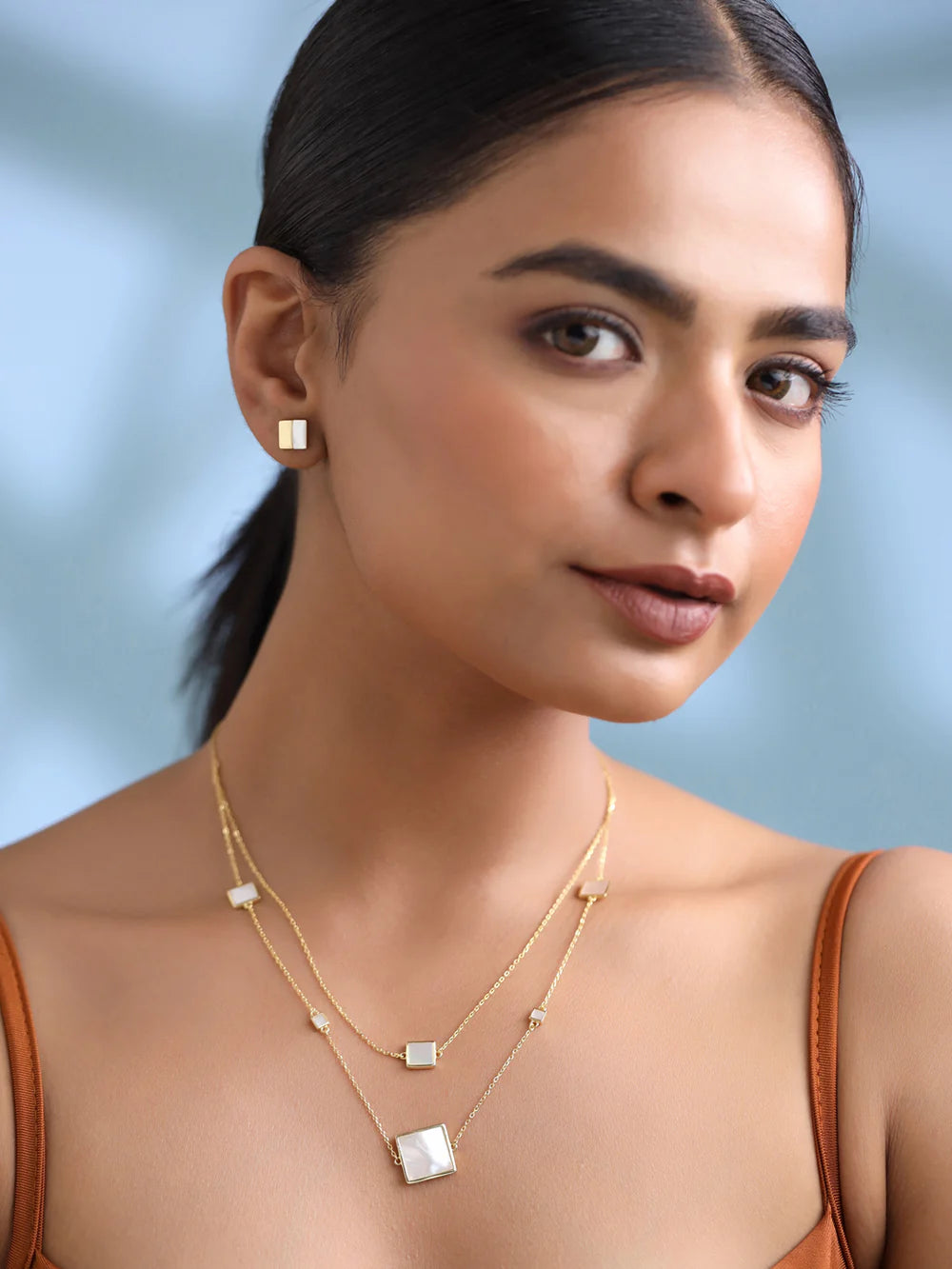 Square Mother of Pearl Necklace Set