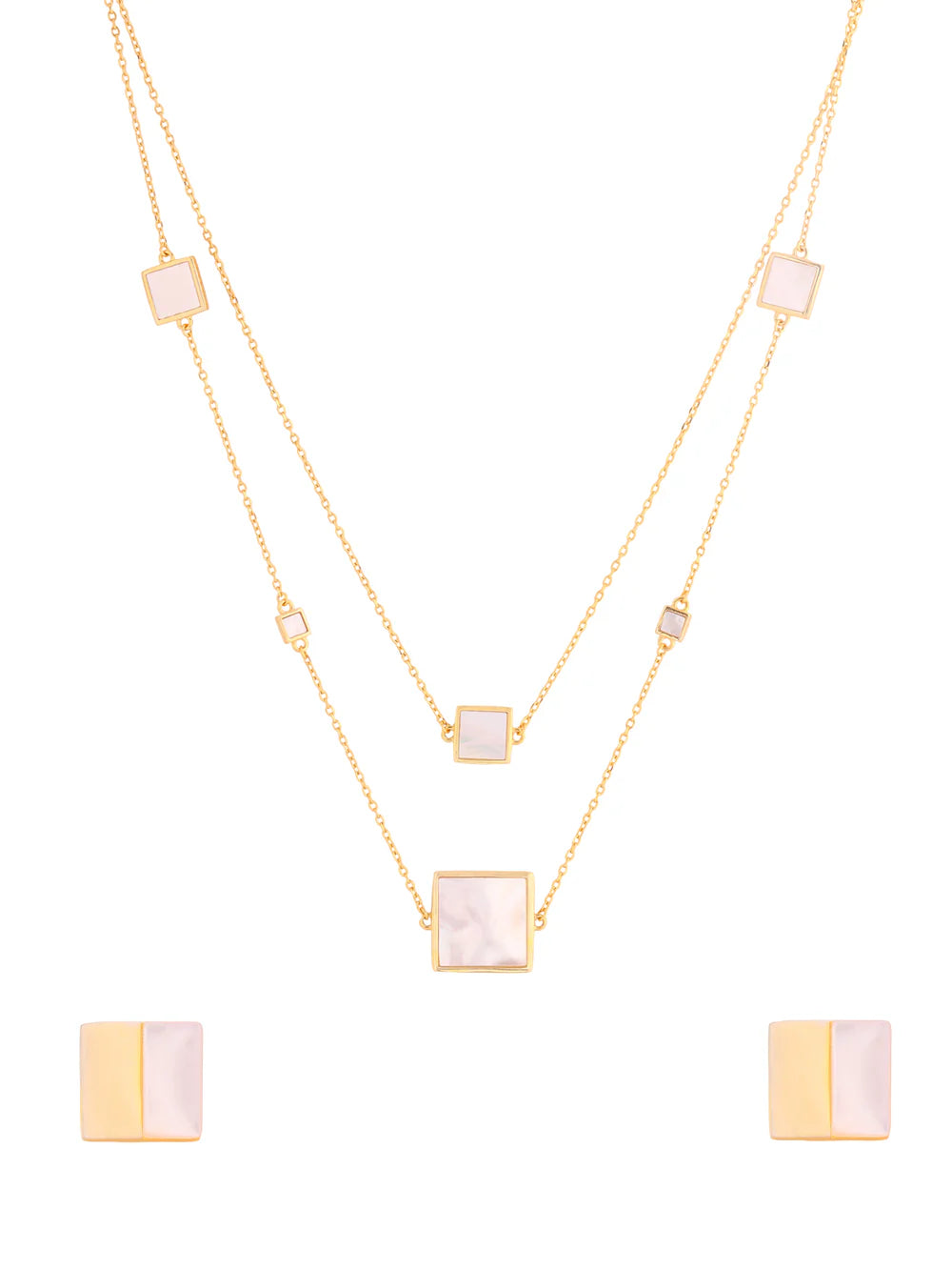 Square Mother of Pearl Necklace Set