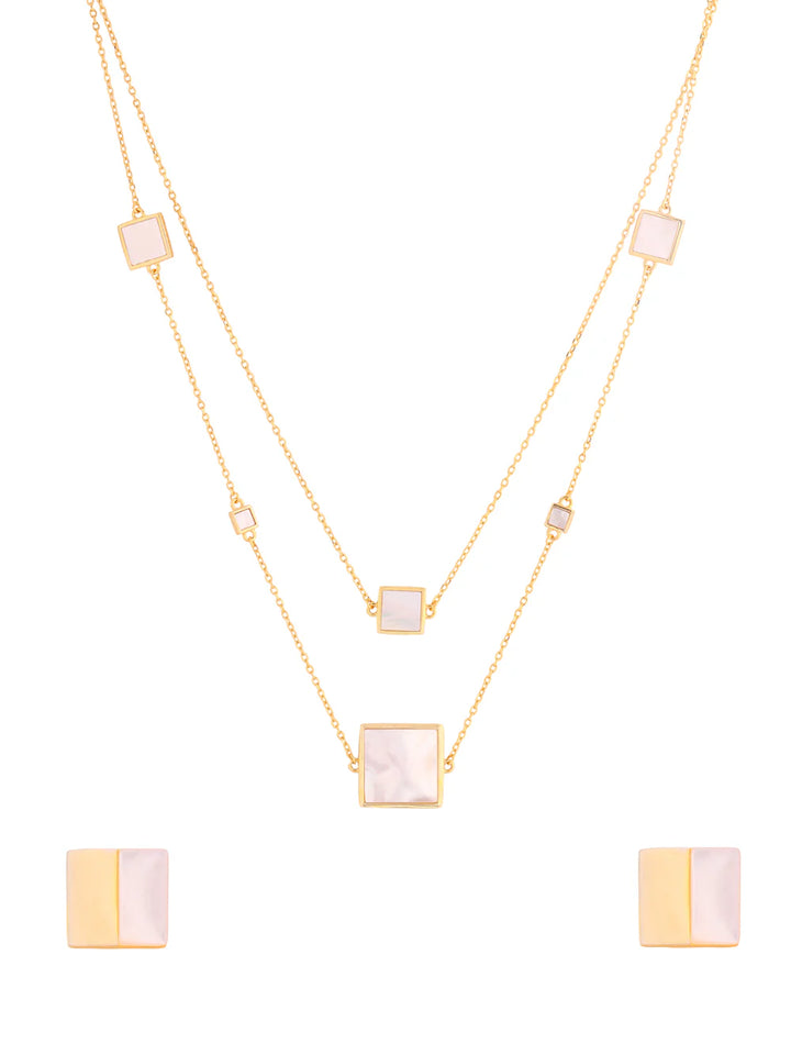 Square Mother of Pearl Necklace Set