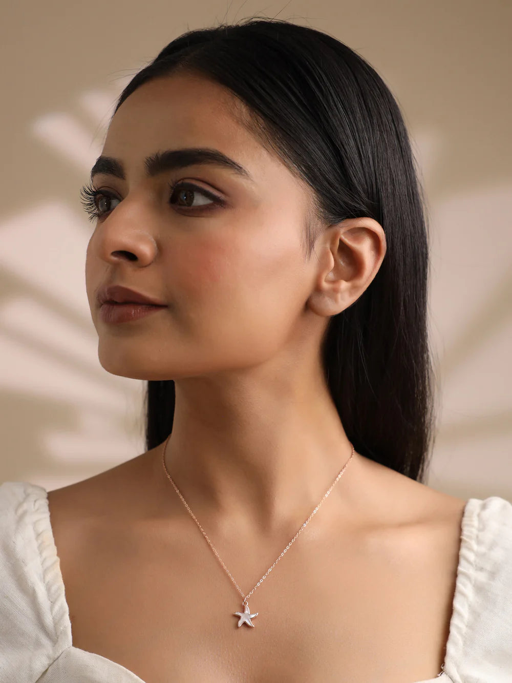 Pink Enamel Star Mother of Pearl Pendant