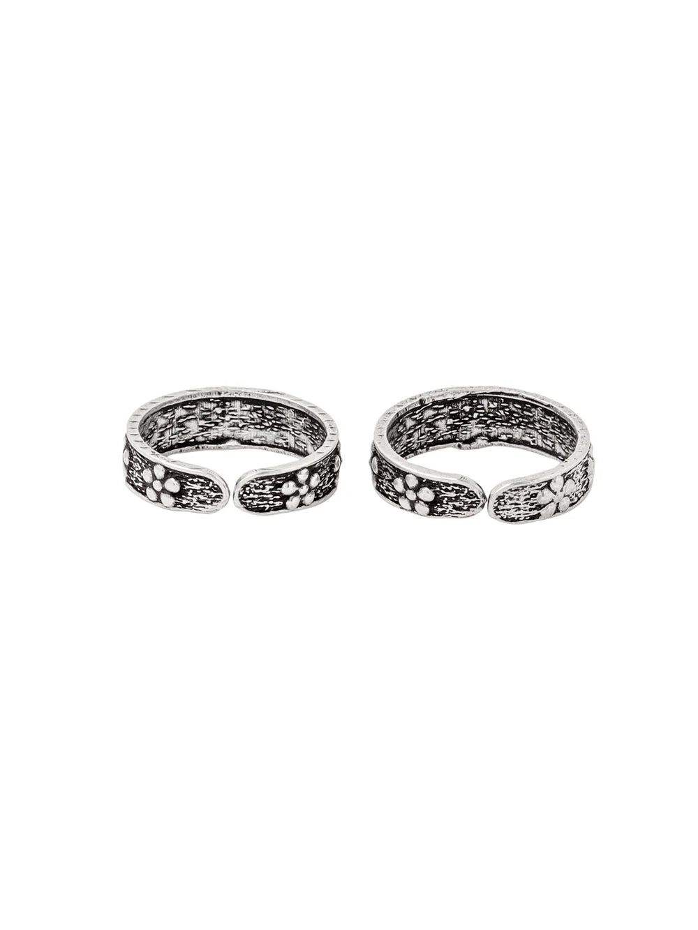 FLORAL MOTIFS OXIDIZED TOE RING