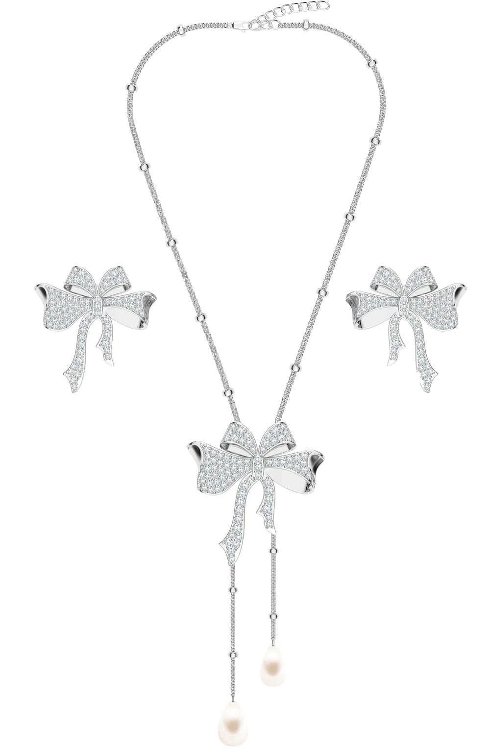 Ribbons of Light 925 Sterling Silver Moissanite Necklace Set For Women