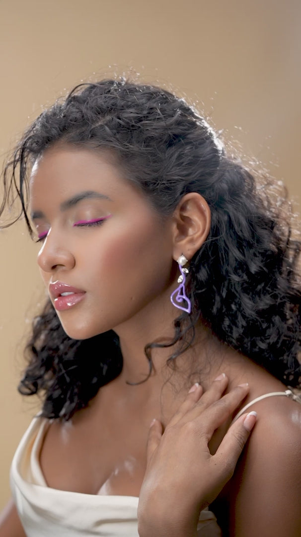 Pearl Stud Floral Drop Earrings