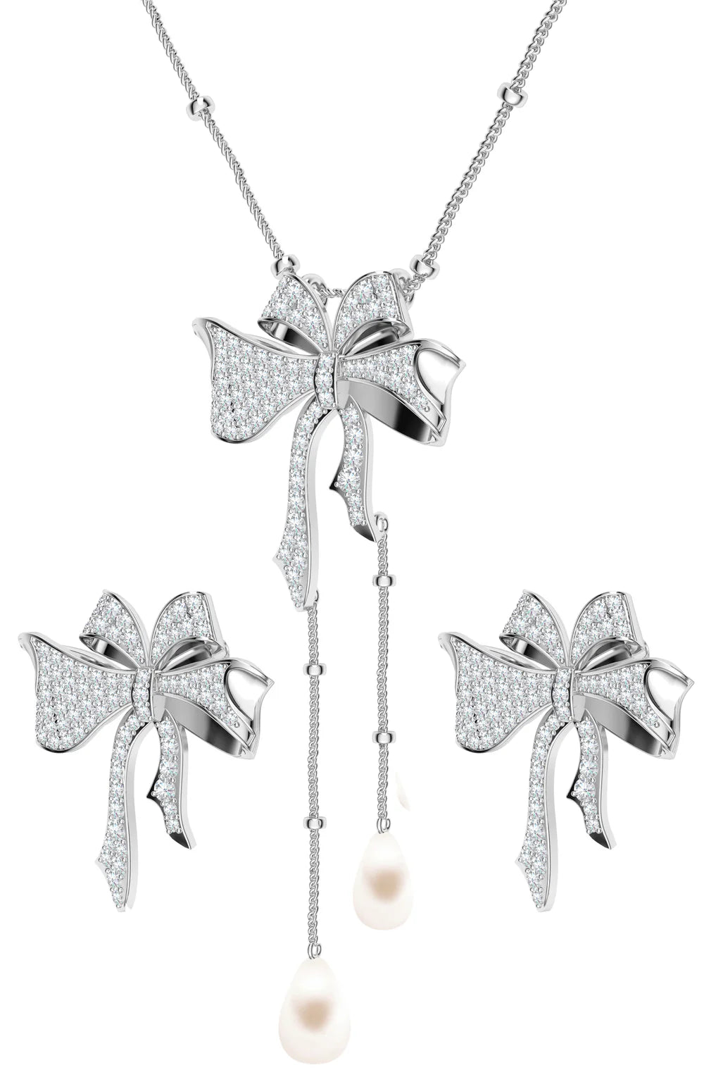 Ribbons of Light 925 Sterling Silver Moissanite Necklace Set For Women